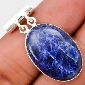 Natural Deep Blue Sodalite Pendant Solid Silver